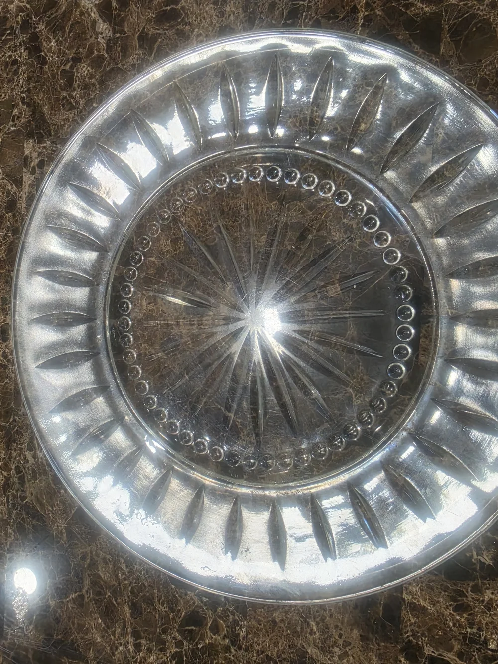 Source Unknown Clear Glass Votive Set with Blue Fan Pattern